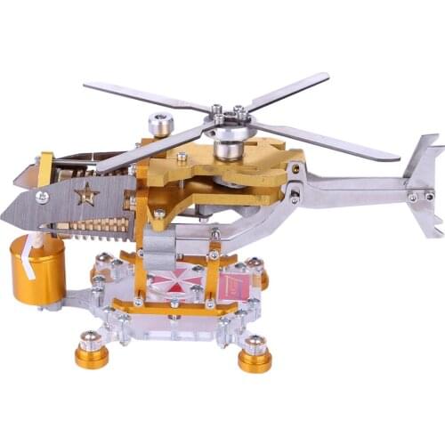 Armored Edition Helicopter Horizontal Single Cylinder Vacuum Stirling Model Building Kits Toys For Children