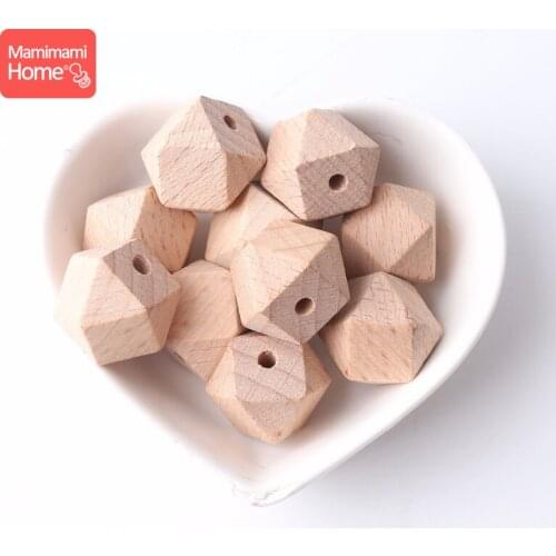 Handmade Beads 50PCS 16mm Beech Hex Wooden Food Grade Teether Chewable Beads Gifts DIY Crafts Accessories NewBorn Present Toys