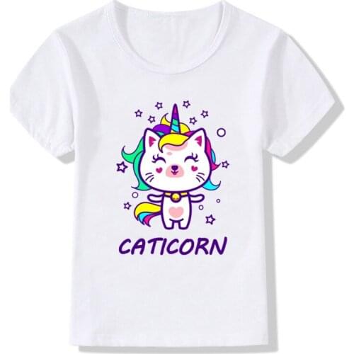 Children T-shirt for Girls tshirt baby boys tops Cat Unicorn Rainbow Spring Short-sleeve camiseta unicorn t-shirt girl
