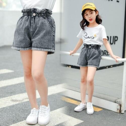 2021 new Summer Teenager Girls High Waist Jeans Shorts Denim Kids Loose Hot Pants Toddler Clothes 3 4 5 6 7 8 9 10 11 12 13 year