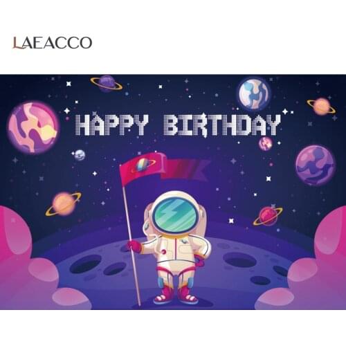 Photo Backdrop For Photography Baby Cartoon Astronaut Planet Science Fiction Baby Birthday Party Poster Photographic Background