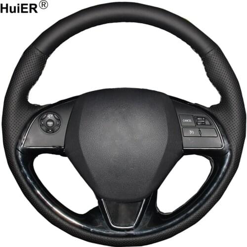 HuiER Hand Sewing Car Steering Wheel Cover Microfiber For Mitsubishi Outlander ASX 2016 Comfortable Car Styling Car Protector