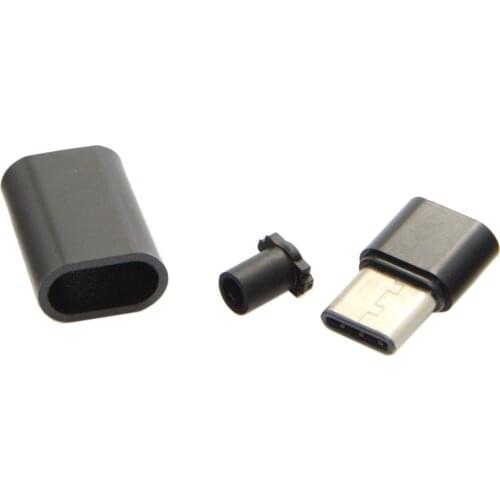 Jimier DIY 24pin USB 3.1 USB-C Type C Male SMT Type Plug Connector with Black Housing Cover 5set