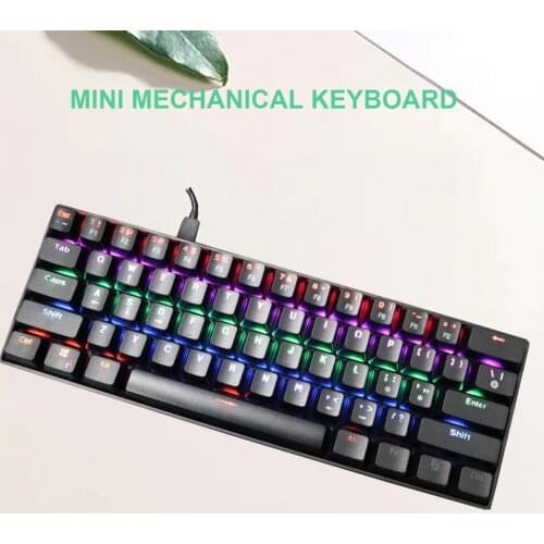 DK61 Wired Keyboard Quick Response Plug Play Keycap Keypad Waterproof Type-C 61 Keys Game Player Mechanical Keyboard for Office