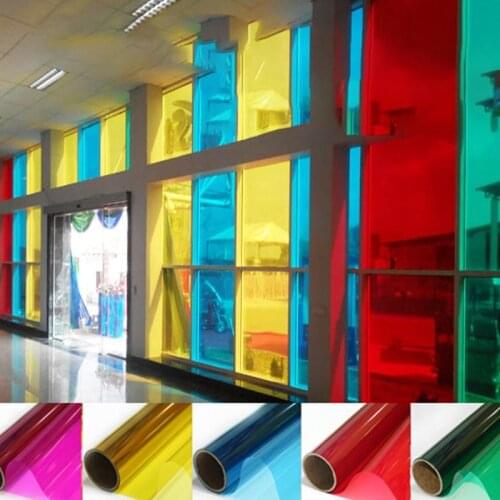 30x100cm Color Film Window Glass Wallpaper Sticker Heat Insulation Sunscreen Cellophane Transparent Film Decorative PVC Stickers