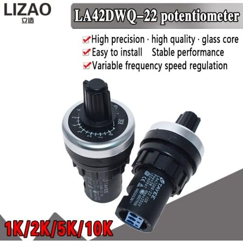 LA42DWQ-22 1K 2K 5K 10K 22mm Diameter Pots Rotary Potentiometer Converter Governor Inverter Resistance Switch