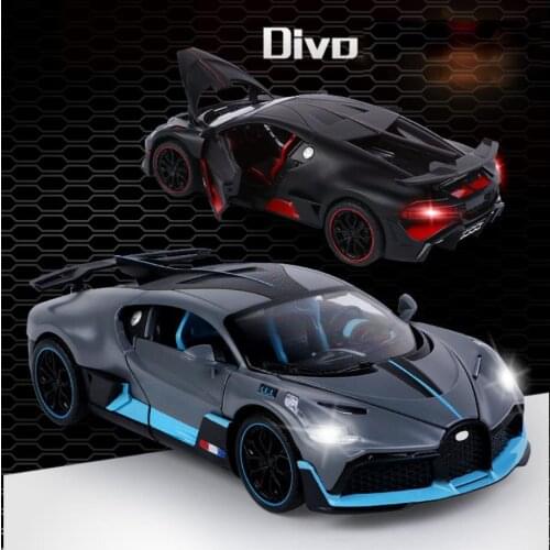 Simulation Hot 1:24 scale wheel Bugatti divo metal model diecast car pull back toy colleciton with light and sound for boys gift