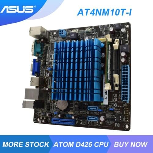 For ASUS AT4NM10T-I integrated Atom D425 CPU Mini ITX Motherboards DDR3 17x17 GeForce With 2GB RAM mini pc motherboard