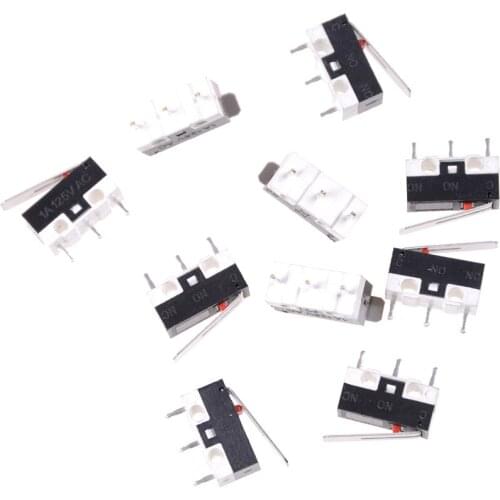 10pcs KW10 AC 125V 1A Micro Switch Momentary 13mm Level length mini Tripod Rectangular Tact Micro Switch Long Hinge Lever