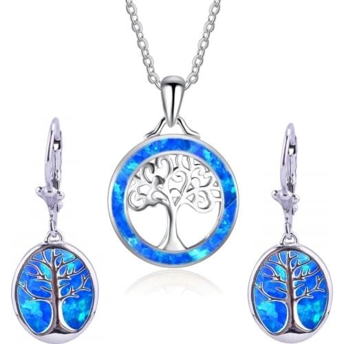 Fashion Women Pendant Exquisite And Unique Tree Of Life Jewelry Set Earrings Wedding Anniversary Classic Party Gift