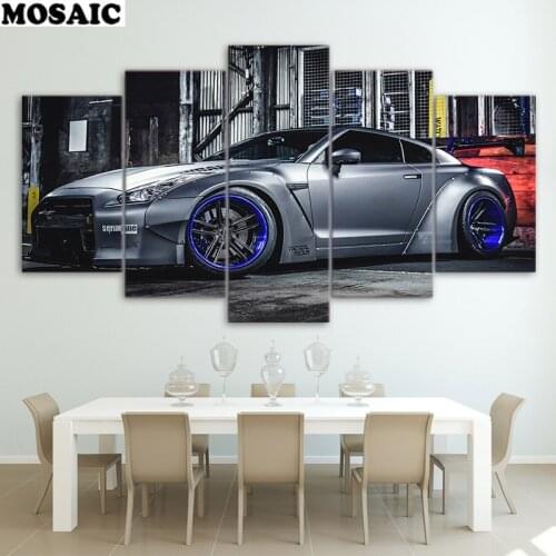 Multi-pictures Living Room Wall Art Canvas Sports Car diamond painting Decor 5 Pieces full square/round diamond embroidery