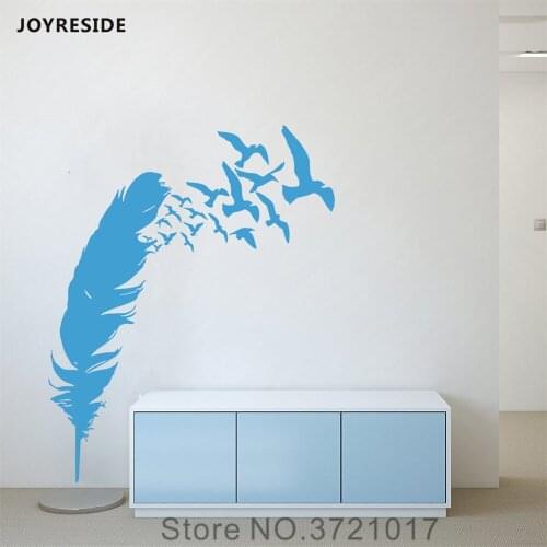 JOYRESIDE Flying Birds Feathers Wall Decal Vinyl Nursery Decor For Kids Room Bedroom Art Home Decoration Poster DIY Mural XY193