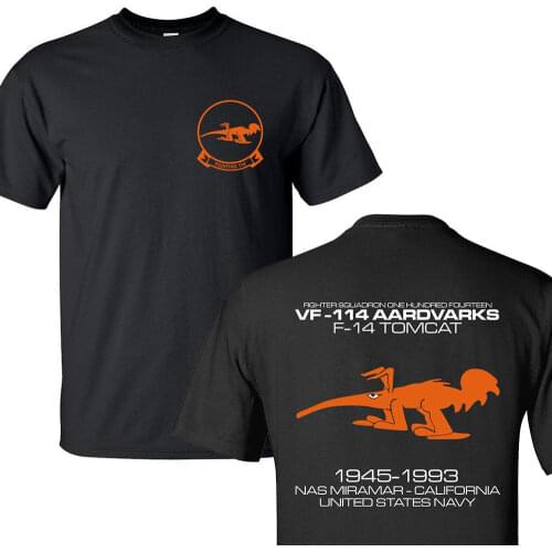 2019 New 100% Cotton T-Shirts Men VF114 AARDVARK STRIKE FIGHTER SQUADRON UNITED STATES NAVY T-SHIRTS S-3XL Casual Tee Shirts
