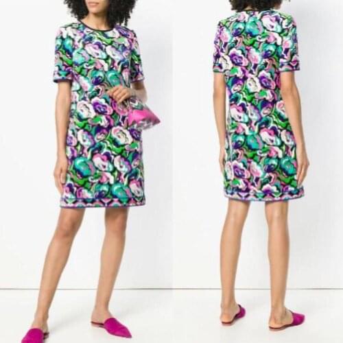 New Summer Fashion Ladies High Quality silk jersey Stretch Knitted Slim Short Sleeved Dress