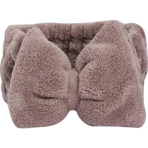 Solid Color Bow Coral Fleece Headband Spa Bath Shower Makeup Wash Face Headbands Women Elastic Hairband Girls Hair Accessories