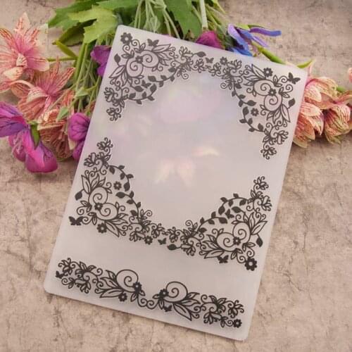 Plastic Embossing Folder Template DIY Scrapbook Photo Album Card Flower Crafts E56C