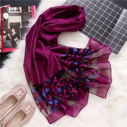 Silk muffler women real silk scarf scarves shawl long scarves flower style Luxury Elegant China Embroidery 03081