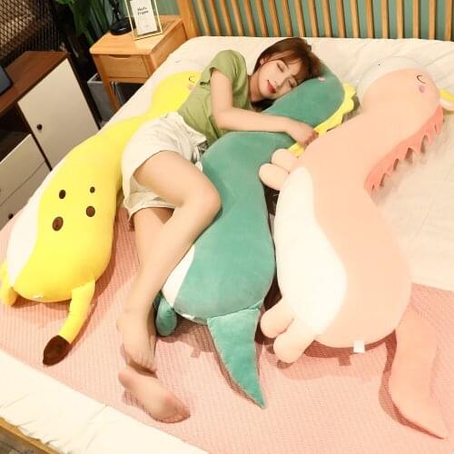 2021 New Plush Unicorn Dinosaur Giraffe Toy Long Sleeping Pillow Stuffed Animal Throw Pillow Home Decoration Gift For Girl