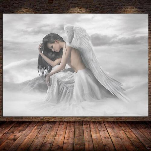 Simple Black and White Dancer Canvas Painting Posters and Prints Angel Girl Wall Art Pictures for Bedroom Cuadros Decor Unframed