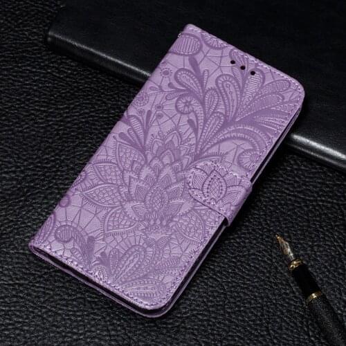 Relief Lace Flower Case For Huawei Y5 Y9 2018 Y9 Prime Y7 2019 Flip Wallet Embossed Leather Cover Phone Book Case