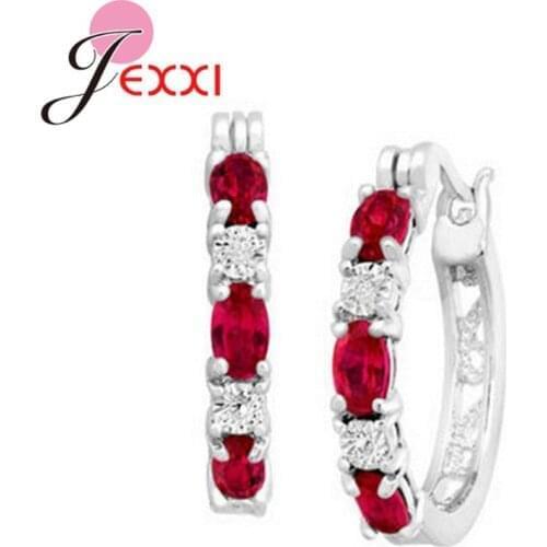 Luxury 925 Sterling Silver Hoop Earring Round Shining Rhinestone Crystal Zircon Big Earrings For Women Charm Jewelry Accessories