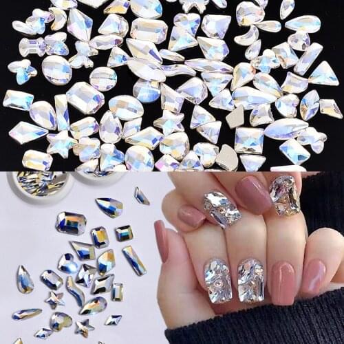 Strass moonlight 3D nail crystals ab shiny Non Hotfix flatback rhinestones glass stones For Nail Art Decoration diy jewelry