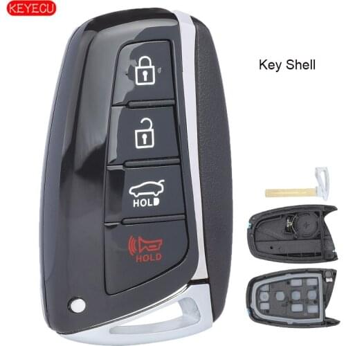 KEYECU Replacement Key Shell Case Fob for Hyundai Santa Fe Equus Azera Genesis 4 Button