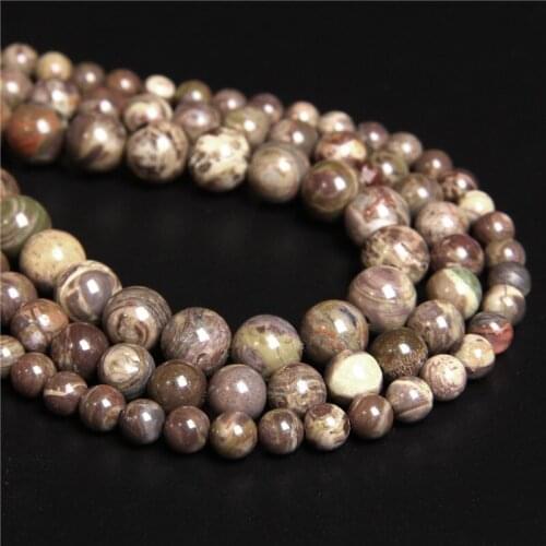 Factory Price Natural Stone Smooth Flower Agat Round Loose Beads 15.5" Strand 4 6 8 10 12MM Size For Jewelry Making Men Bracelet