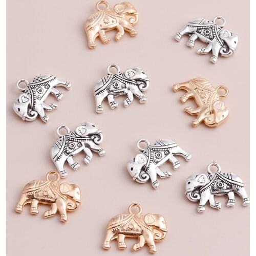 5pcs Cute Cartoon Animal Elephant Charms fit DIY Vintage Pendants Necklaces Bracelets Two Color 17x21mm Making Finding