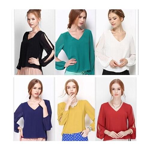 2020 Fashion Hollow out chiffon Blusas,plus size S - 4XL 5XL 6XLWomen Chiffon Blouse, women Shirt,Sexy asymmetric shirts