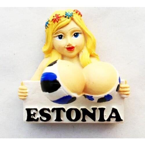 Handmade Painted Estonian Girl 3D Fridge Magnets Tourism Souvenirs Refrigerator Magnetic Stickers Gift
