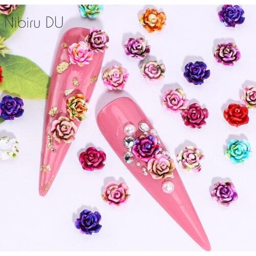 3D Nail Art Decoration Rose Flowers Resin Multiple Colors For DIY Nail Art Creat Manicure Unique Charm Accessories Decorations