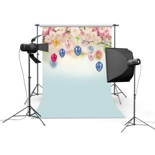 3X5ft Happy Easter Background Eggs Peach Blossom Flowers Tree Photography Background Backdrop Photo Studio Children Photo Props