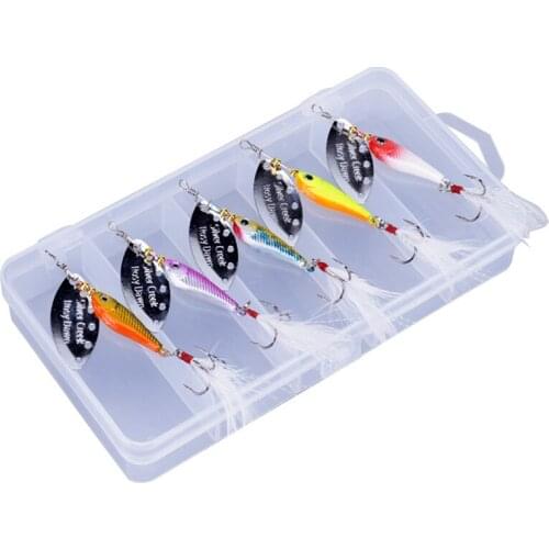 5Pcs Spoon Fishing Lure Fishing Spoons Metal Hard Jigging Freshwater Fishing Baits With Plastic Box