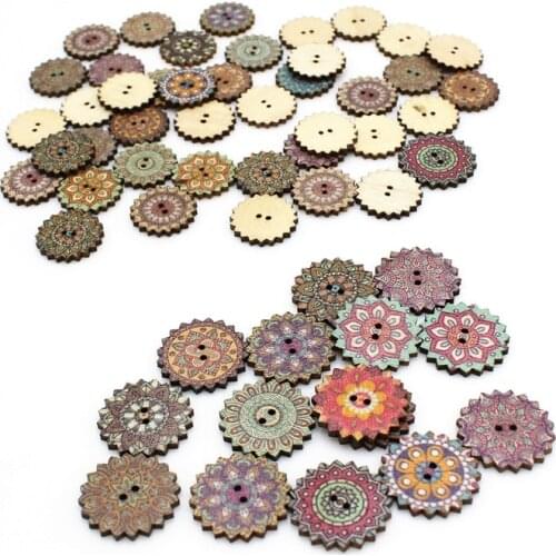 50pcs 20/25mm Mixed Retro pattern buttons Decorative Buttons for craft Scrapbooking Sewing Diy Supplies