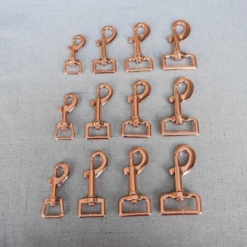 50 Pcs/Pack 15mm 20mm 25mm 32mm Rose Gold Metal Buckle Bag Dog Leash Leads Strap Clip Sewing Accessory Strong Hardware Snap Hook