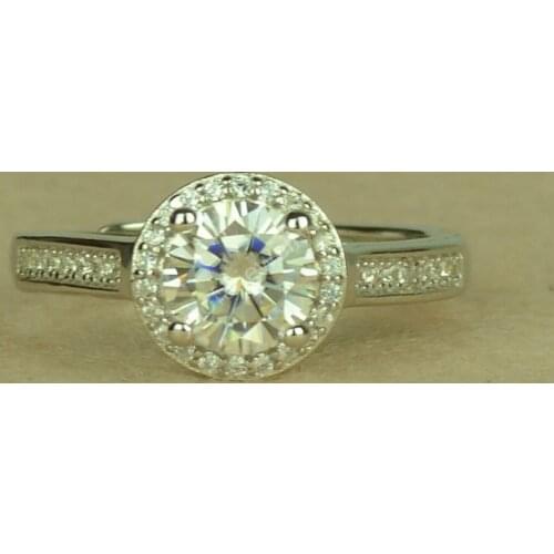 925 Sterling Silver Pass Diamond Test Round Excellent Cut Total 1ct Synthetic Moissanites Ring for Girls Cute Cocktail Jewelry