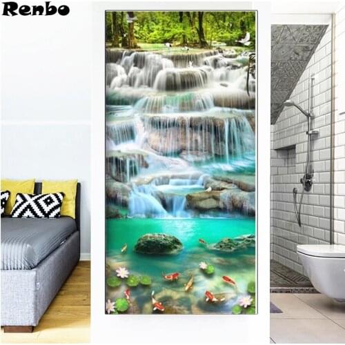 Full square round DIY 5D Diamond Painting cross stitch kits summer waterfall Koi fish landscape diamant mosaic embroidery sale