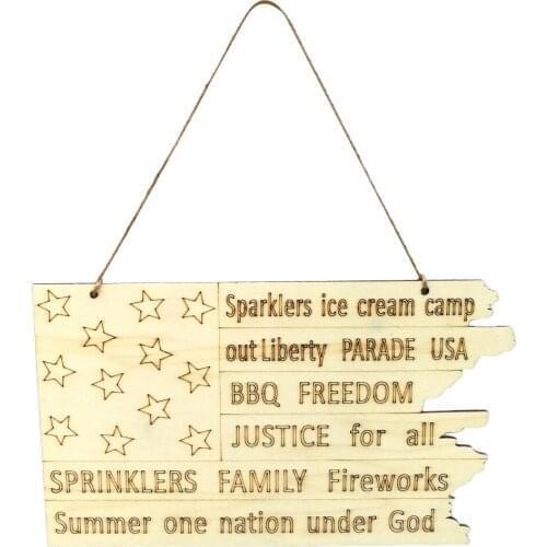 Art Wall Decor Decorative Plaques Signs American Flag Star Pattern + Cord