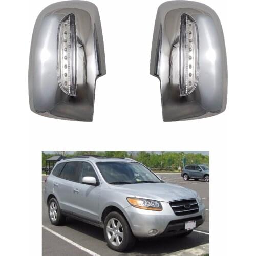 Novel style Car modification 2PCS ABS Chrome plated for Hyundai Santa Fe 2006-2012 door mirror covers with LED