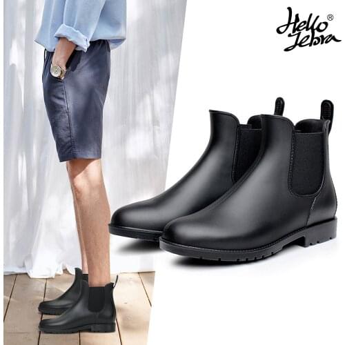 Fashion short tube Chelsea man low help shoes boots boots water mens outdoor non-slip rubber shoes