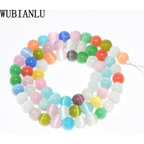 WUBIANLU 13 Colors 6mm Opal Pink Blue White Cat Eye Stone Round Loose Beads For Jewelry Making DIY Necklace Bracelet Wholesale