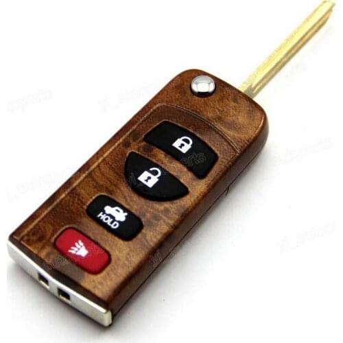 Remote Flip Folding Key Peachwood Shell Case For Nissan Altima Maxima 350Z Sentra Infiniti I35 G35 QX56 4 Buttons KBRASTU15