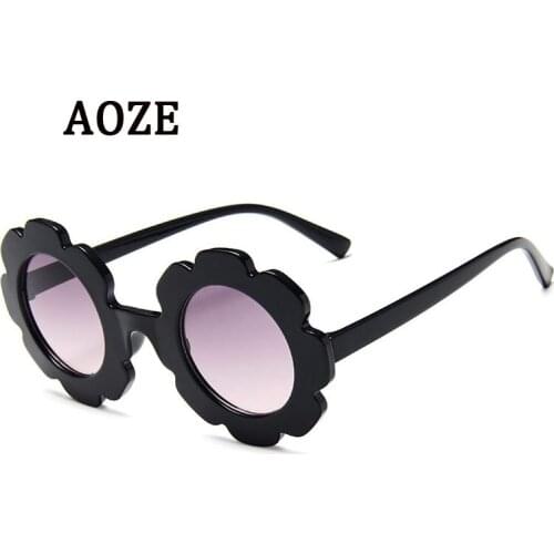 Sunflower kids round sunglasses vintage boys baby girls cute flower gradient sunglasses uv400 lens festival glasses