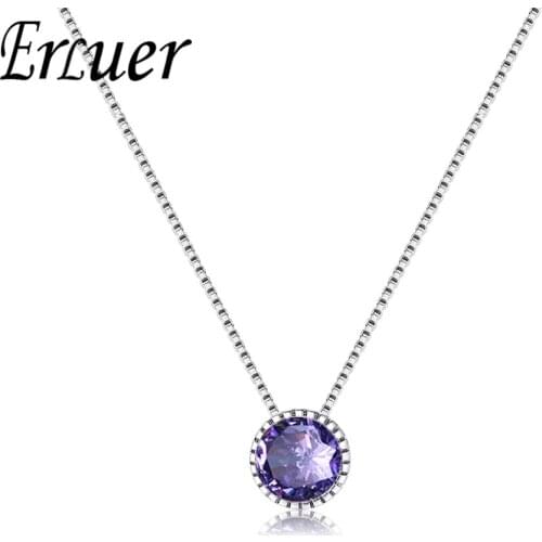 ERLUR Fashion Boho Initial CZ Necklace for Women Charms Statement Pendant Chains Birthday Party Jewelry Accessories Wholesale