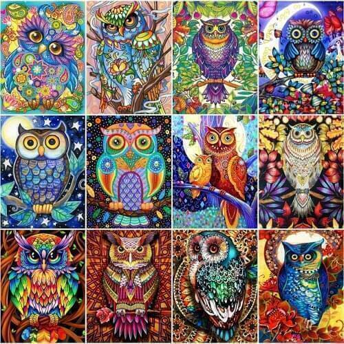 EverShine Diamond Embroidery Animal Full Drill Square DIY Diamond Painting Owl Cross Stitch Mosaic Rhinestones Set Handmade Gift