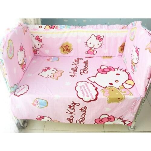 6PCS Cartoon Boy Baby Cot Crib Bedding Sets Baby Nursery bed kit toddler bedding (4bumpers+sheet+pillow cover)