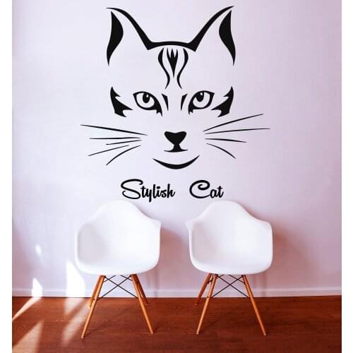 Beautiful Cat Vinyl Wall Stickers Removable Wall Decal Pet Sticker Beauty Grooming Salon Bedroom Decor Hot Selling Mural SA512