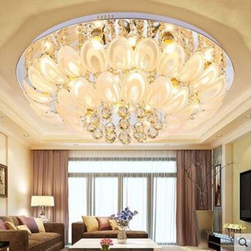 Round crystal living room lamp modern minimalist atmospheric ceiling lamps creative dining room bedroom study lighting fixture