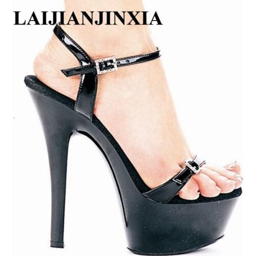 LAIJIANJINXIA Sexy Women 15cm Party Shoes Stiletto High Heels Platform Dancing Shoes Sandals New Design Pole Dance Shoes